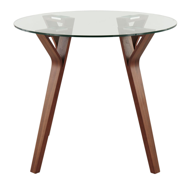 Folia - Mid-Century Modern Round Dinette Table - Walnut / Clear