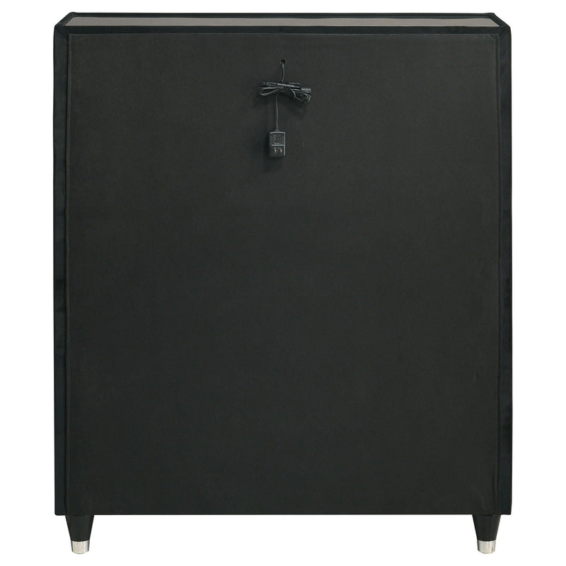 Ravenne 5-drawer Velvet Upholstered LED Chest of Drawers Black