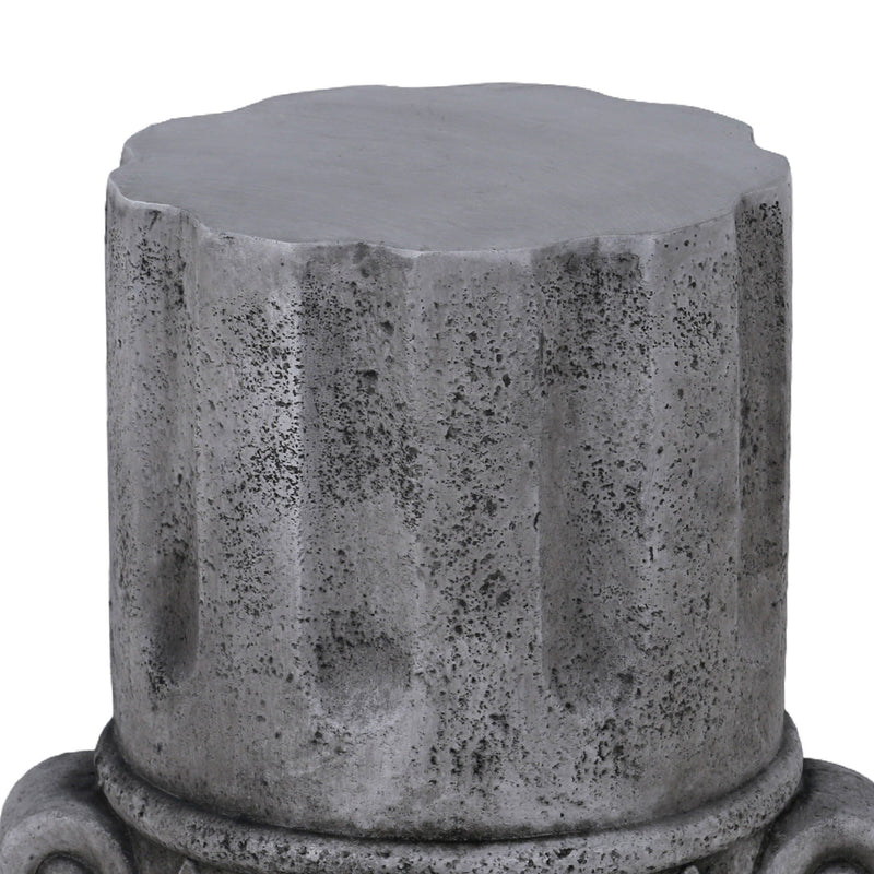 Outdoor End Table, Round Side Table For Patio And Garden - Antique Gray