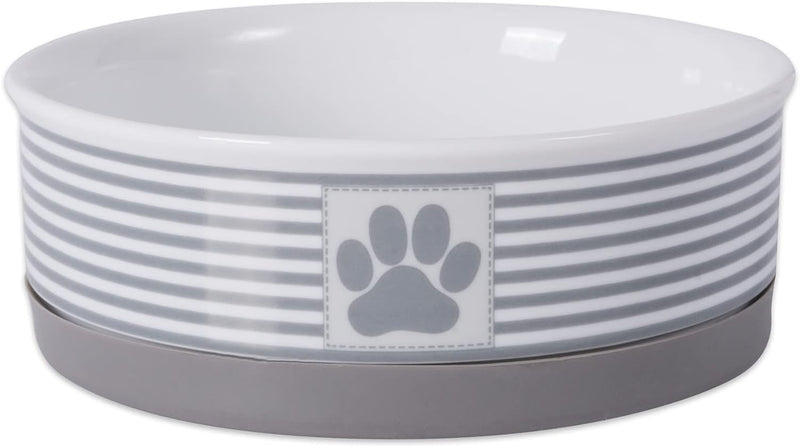 Paw & Patch Ceramic Pet Collection, Medium Set, 6X2", Gray, 2 Piece