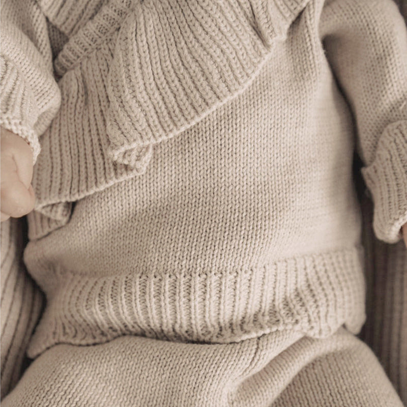 Baby Ruffle-Trim Sweater Cardigan Outfit Pants Headband 3-Piece Set