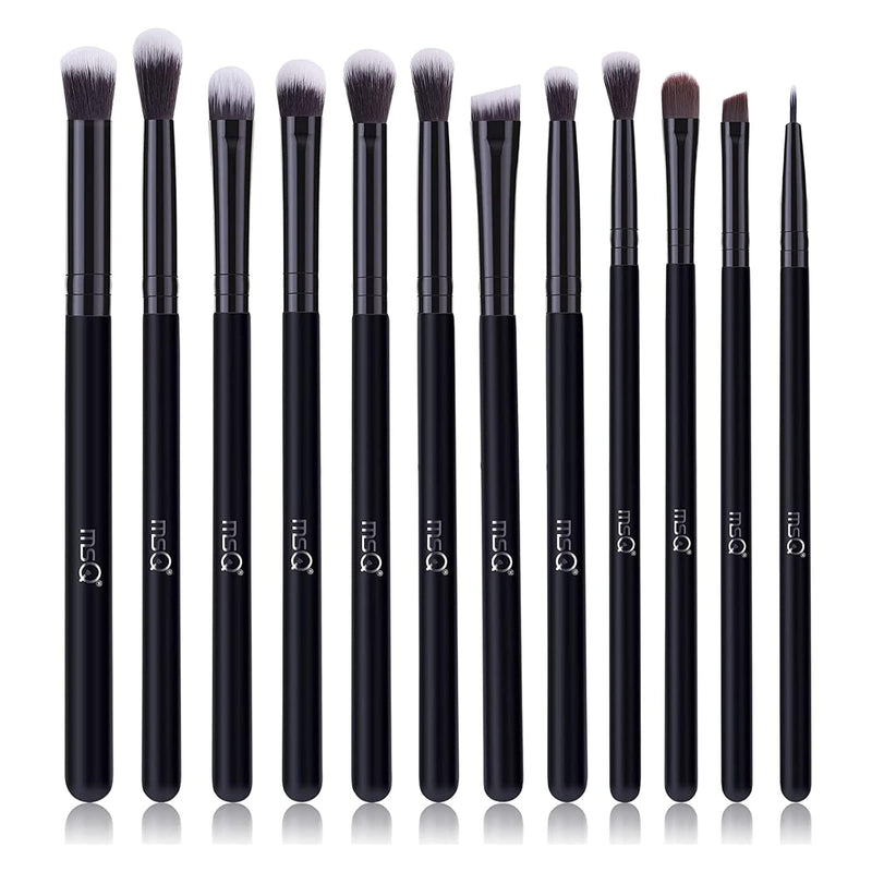 Eye Makeup Brushes 12Pcs Rose Gold Eyeshadow Makeup Brushes Set with Soft Synthetic Hairs & Real Wood Handle for Eyeshadow, Eyebrow, Eyeliner, Blending(Without Bag)
