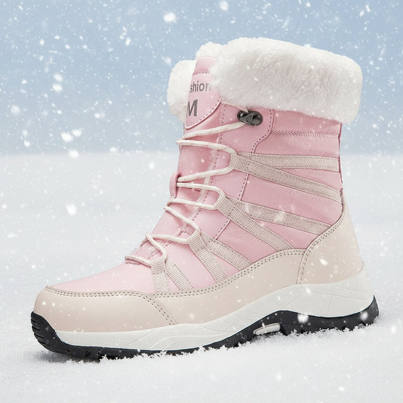 Women’s Winter Fleece-Lined Thicker Non-Slip Cotton-Padded Outdoor Mid-Boots