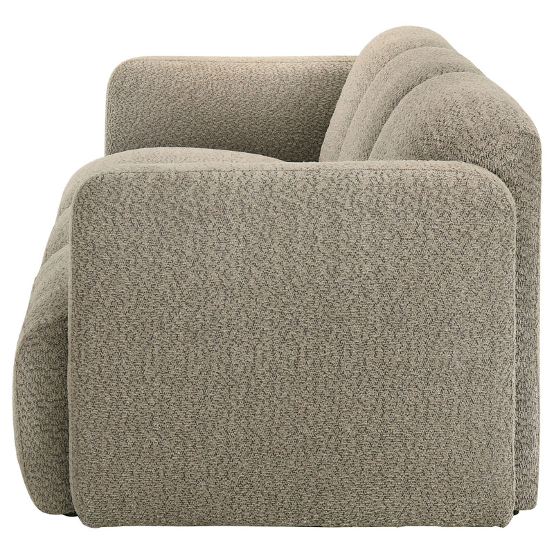 Dorset Fabric Upholstered Round Track Arm Sofa Brown
