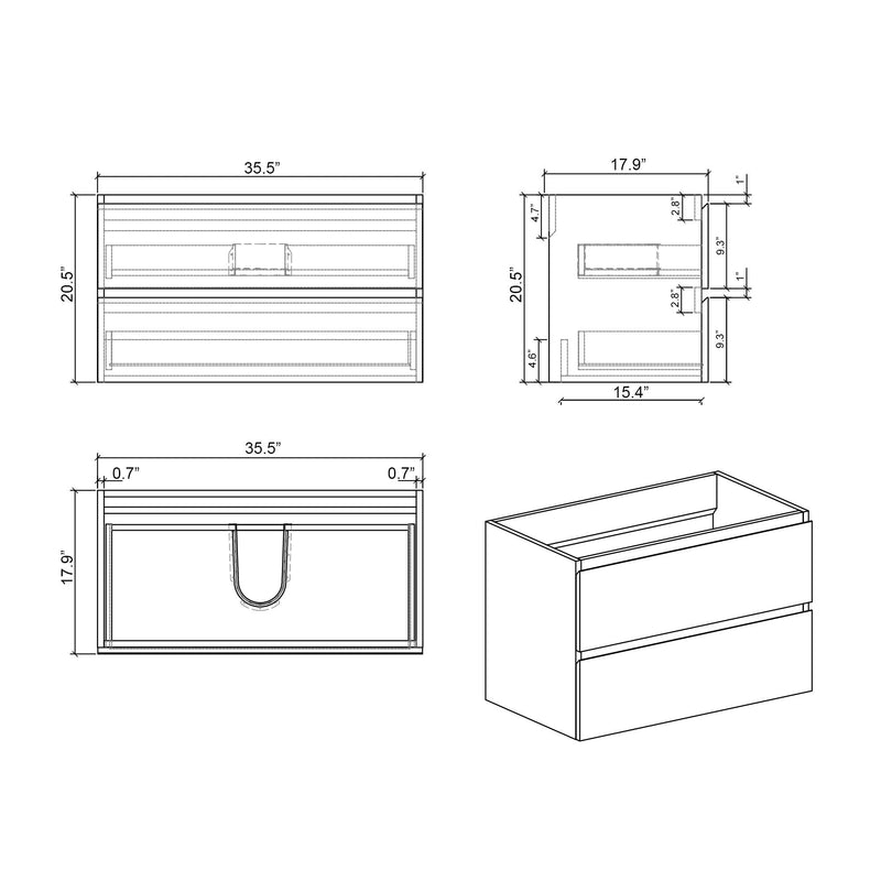 Alice - Bathroom Vanity With Sink, Large Storage Wall Mounted Floating Bathroom Vanity For Modern Bathroom, One-Piece Sink Basin Without Drain And Faucet