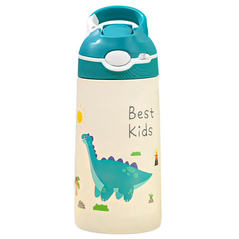 13.5Oz Insulated Stainless Steel Water Bottle Leak-proof Bottle for Kids with Straw Push Button Lock Switch Sports Water Bottle for Toddlers Boys Girl