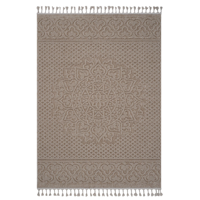 NAAR Guros Collection 4X6 Beige / Medallion Indoor / Outdoor Area Rug