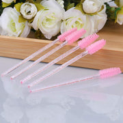 100PCS Eyelash Mascara Brushes, Disposable Lash Spoolies, Crystal Mascara Wands Makeup Kits for Eyelash Extensions and Eyebrow (Pink)