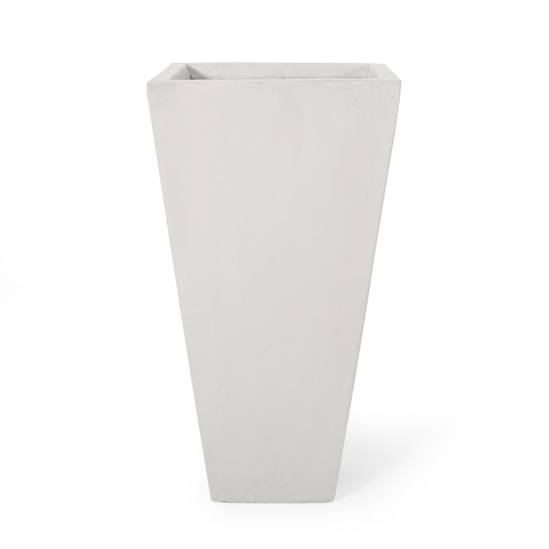13" Outdoor Modern MGO Small Cast Stone Planter Matte White