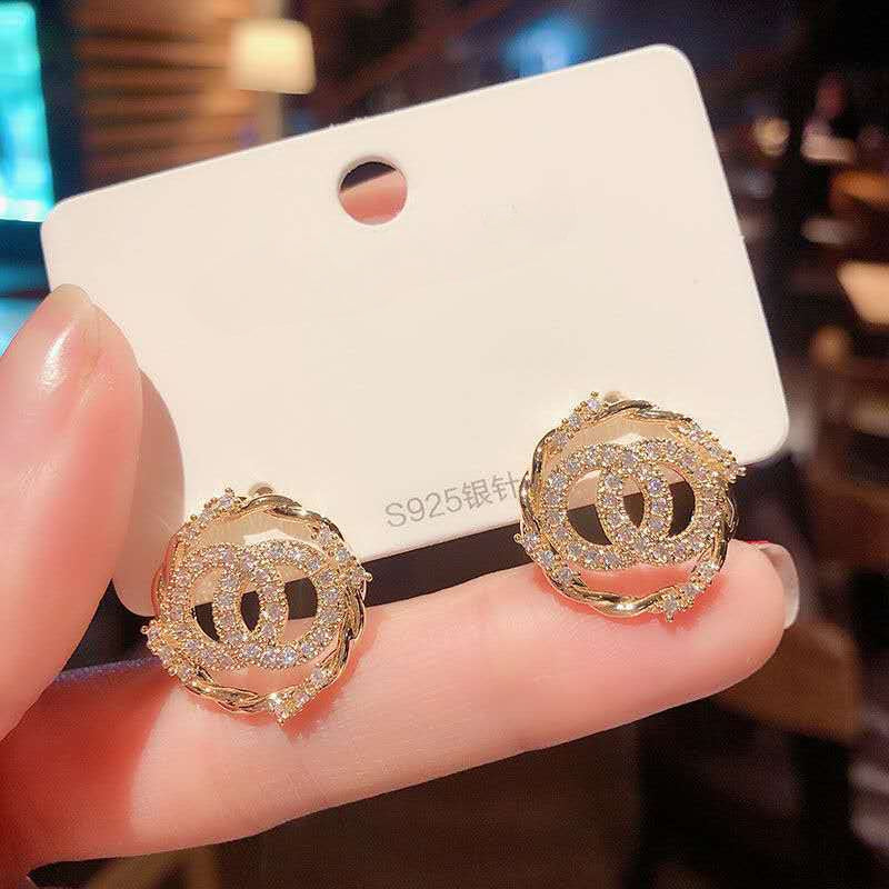 Geometric Rhinestone Stud Earrings for Women
