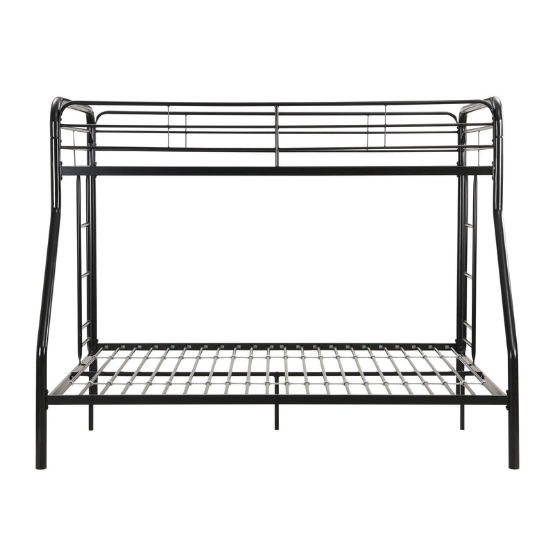 Modern Twin Over Full Metal Bunk Bed With Trundle And Dual Side Ladder And Metal Design - Black / Brown