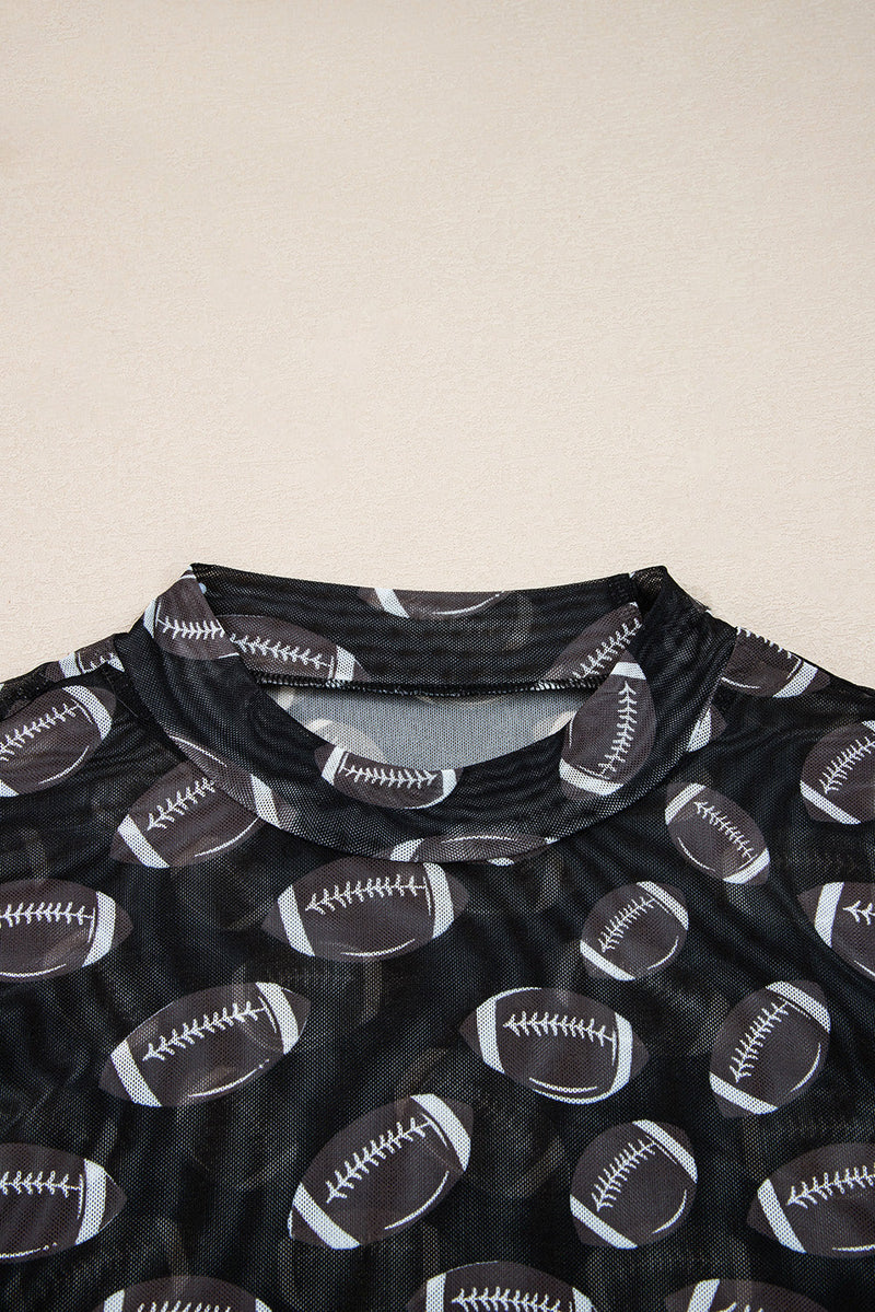 Maci Rugby Mesh Sheer Long Sleeve Top