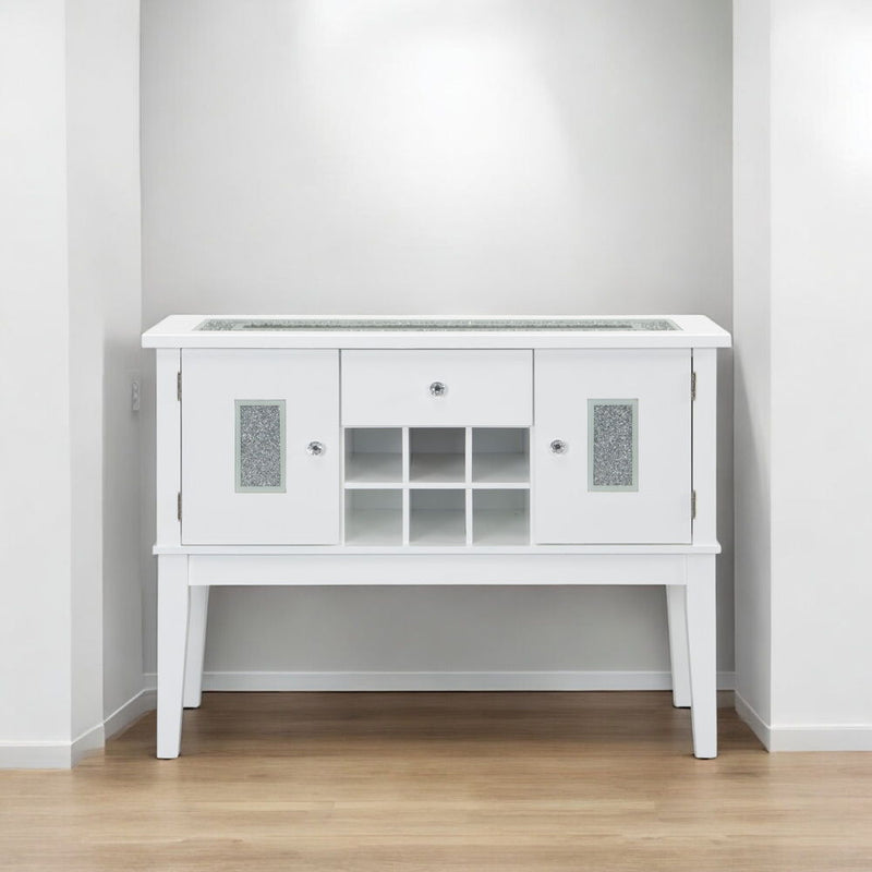 Elizaveta - Server - Faux Crystal Diamonds & White High Gloss