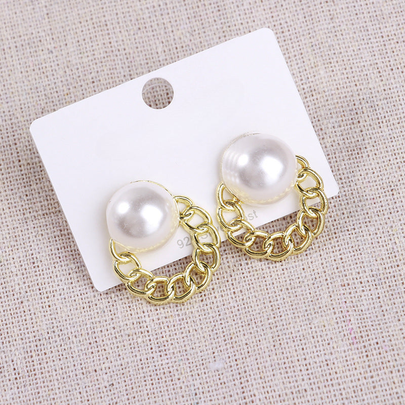 Round Geometric Pearls Earrings