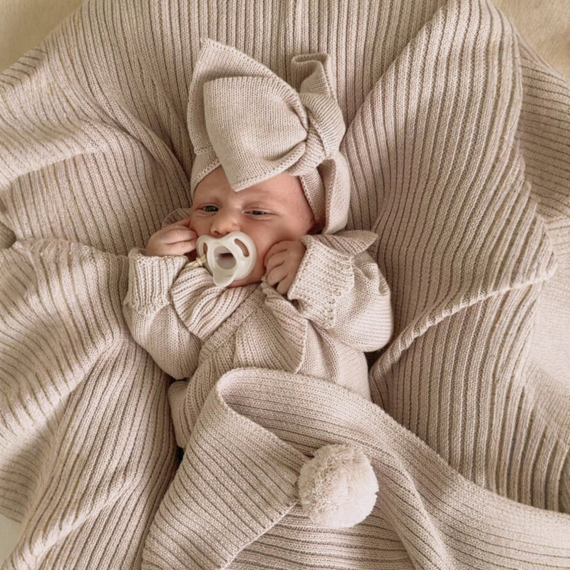 Baby Ruffle-Trim Sweater Cardigan Outfit Pants Headband 3-Piece Set