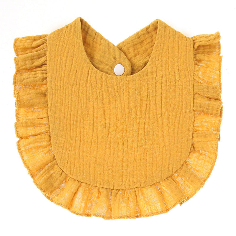 Ruffled Cotton Gauze Lace Bib Saliva Pocket