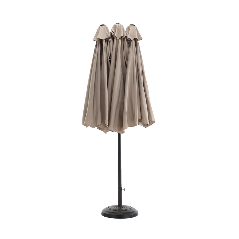 14.8 Ft Double Sided Outdoor Umbrella Rectangular Large with Crank ( khaki )(No Base)