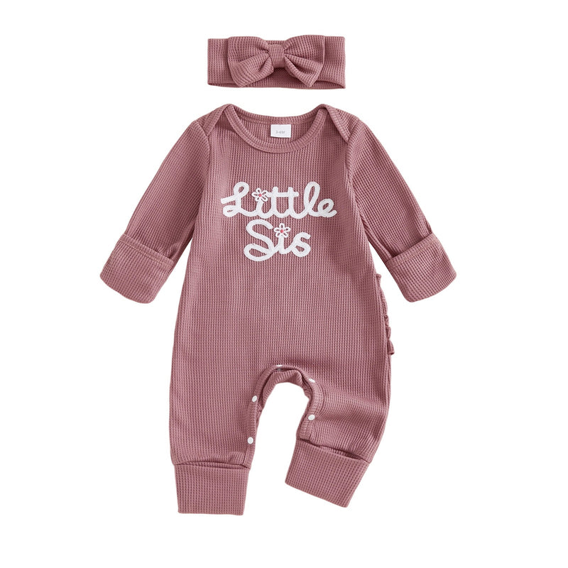 Long-sleeve Embroidered Letter Jumpsuit With Headpiece