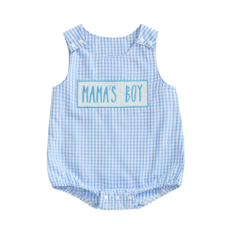 Boys Sleeveless Embroidered Letter Onesie