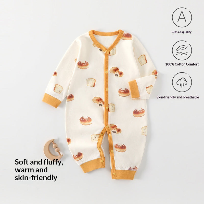 Baby Romper Spring Autumn Pure Cotton Class A Seamless Bodysuit Crawling Suit Anyang Clothing