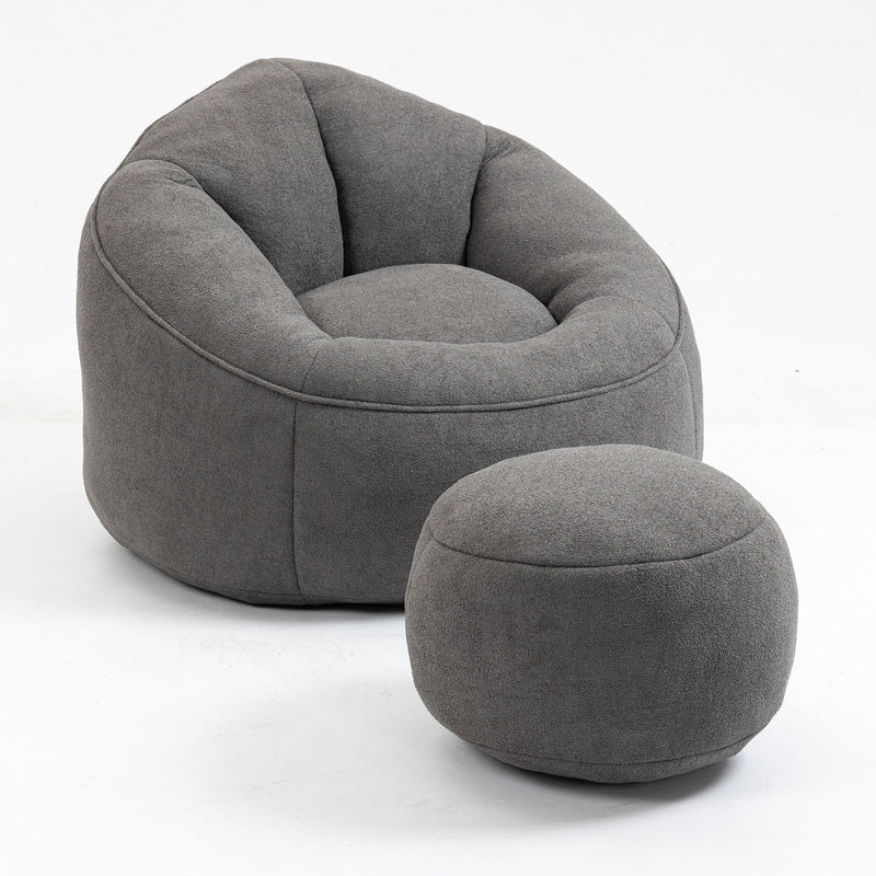 Bedding Bean Bag Sofa Chair High Pressure Foam With Footrest