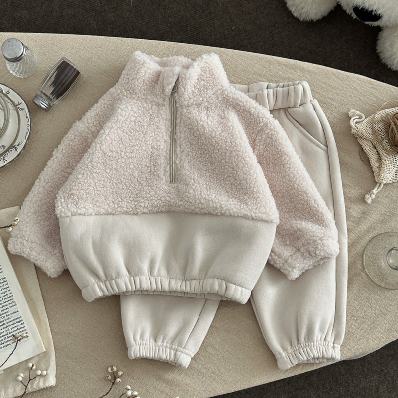 Baby And Toddler Lambswool Stand-up Collar Half-zip Sweater