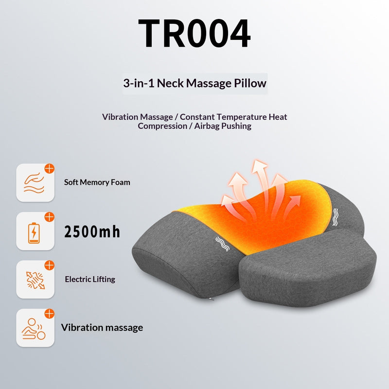 Smart Heated Vibration Massage Pillow – Neck & Waist Support with Heat Therapy & Infrared