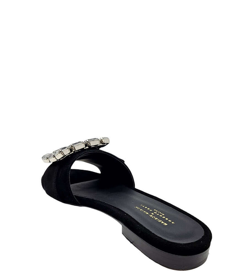 Fade Jeweled Buckle Black Suede Sandal