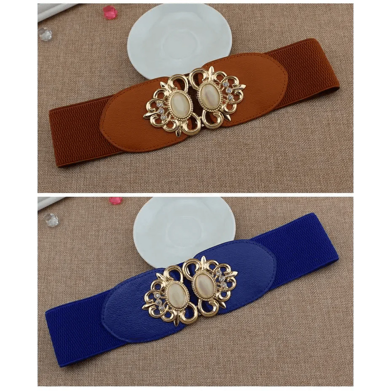 Fashion Black Elastic Waistband One-Piece Dress Women Decorative Belt Elegant Women's Style Party Dress Belts