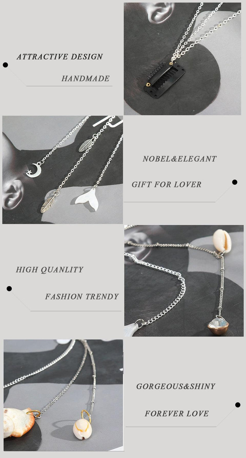 Fashion Elegant Women Lady Rhinestone Shell Crystal Tassel Long Chain Beads Dangle Hairpin Side Clip Gorgeous Hair Accessories For Women