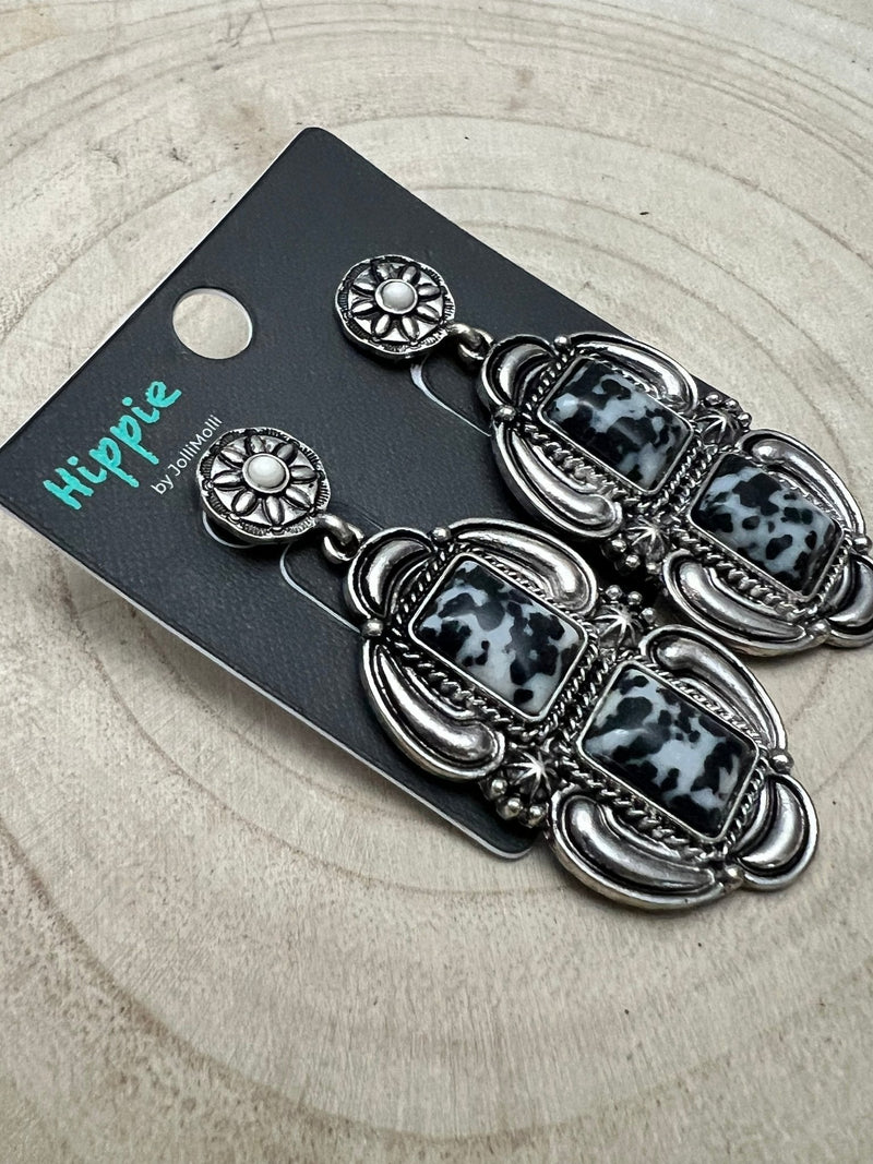 Faux White Buffalo Drop Earrings