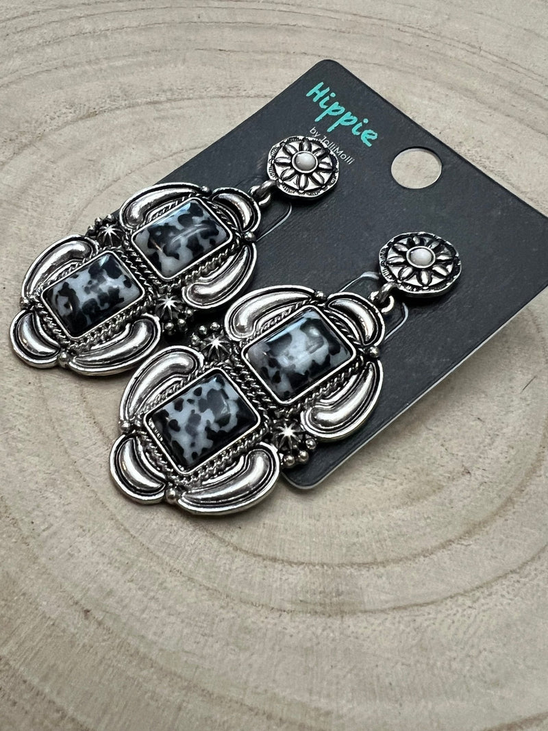 Faux White Buffalo Drop Earrings