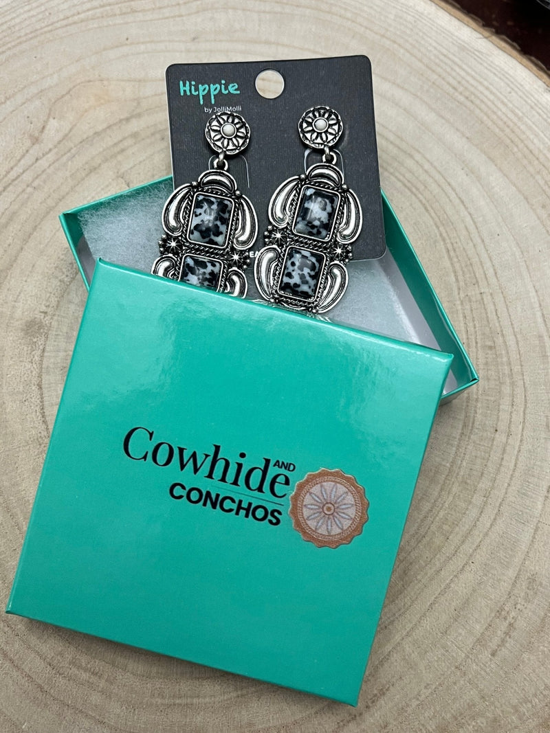 Faux White Buffalo Drop Earrings