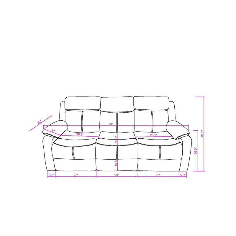 Blanche - Reclining Set With LED Lights, Speaker