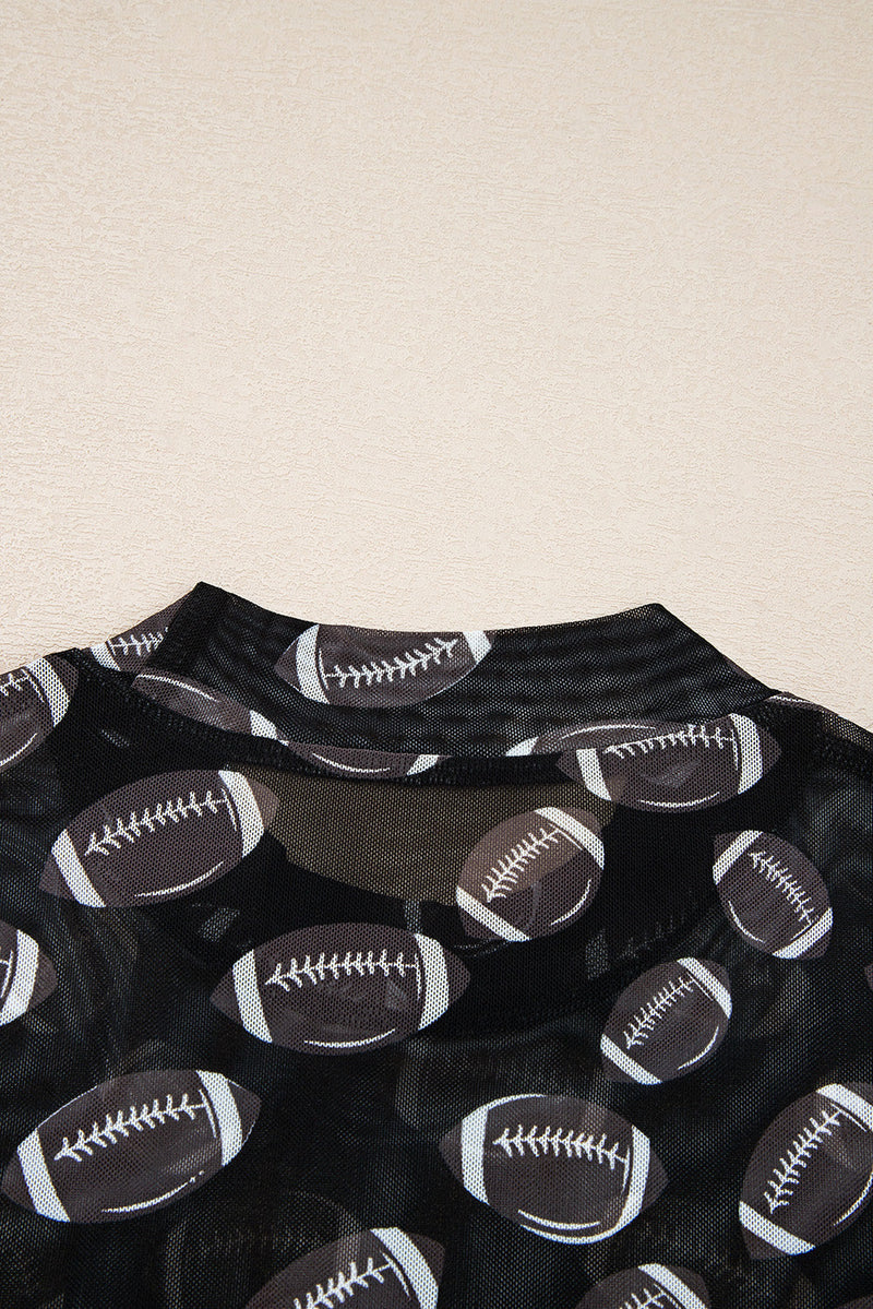 Maci Rugby Mesh Sheer Long Sleeve Top