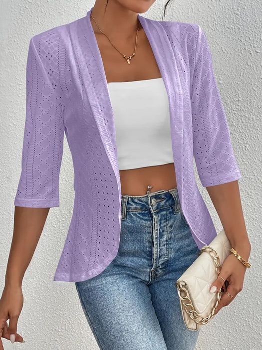 Women's Casual Half Sleeve Solid Color Thin Shawl Coat