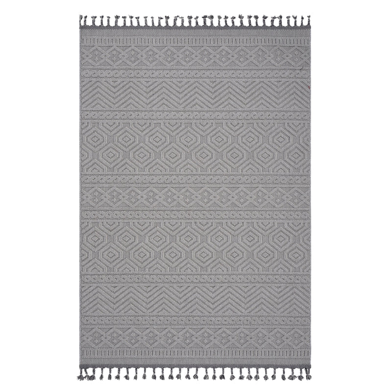 NAAR Guros Collection 6X9 White / Geometric Indoor/ Outdoor Area Rug