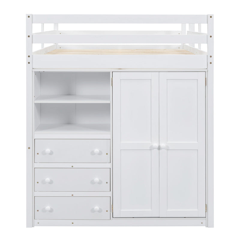 Loft Bed With Built In Wardrobe, Shelves And Drawers
