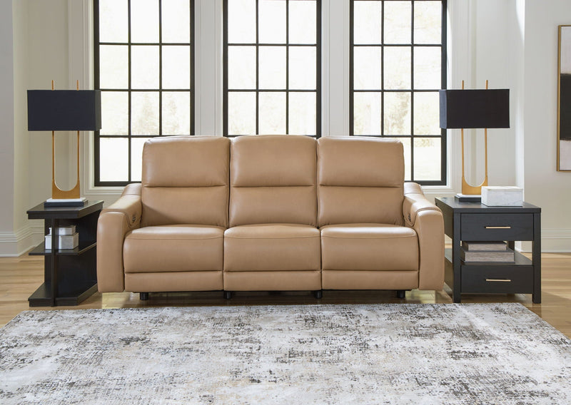 Mosswell - Power Reclining Sofa With Adj Headrest - Toffee