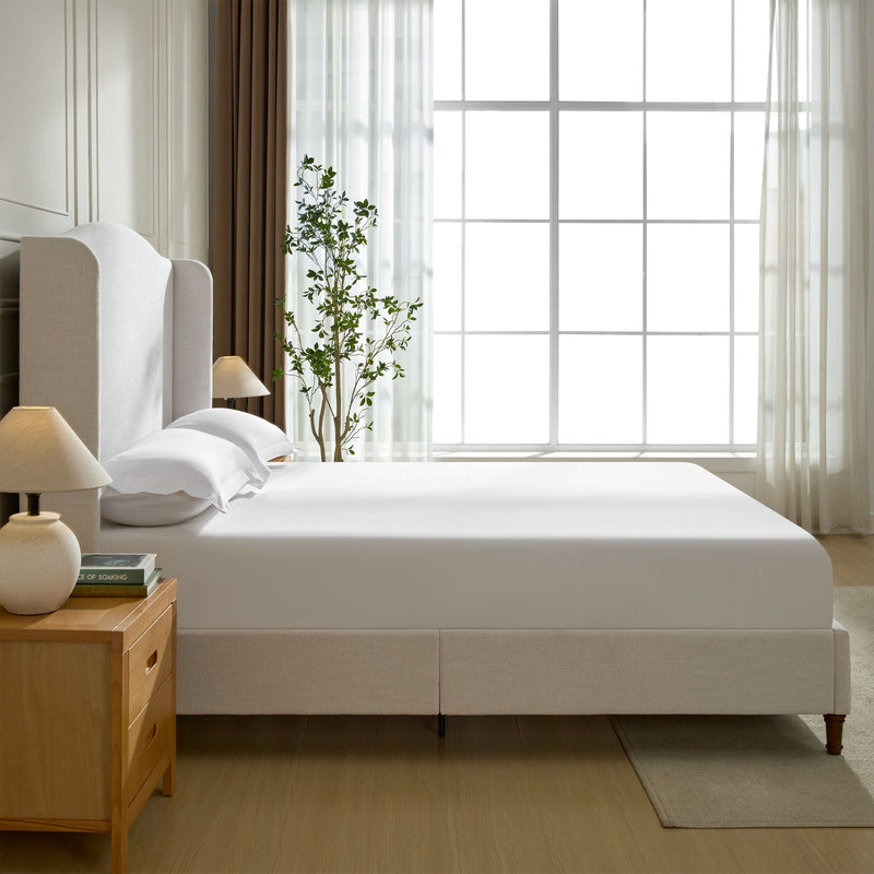 Hannah - Upholstered Wingback Bed Size / Tall Headboard Upholstered King Bed / Premium Textured Look / Minimalist Designs / No Box Spring Needed