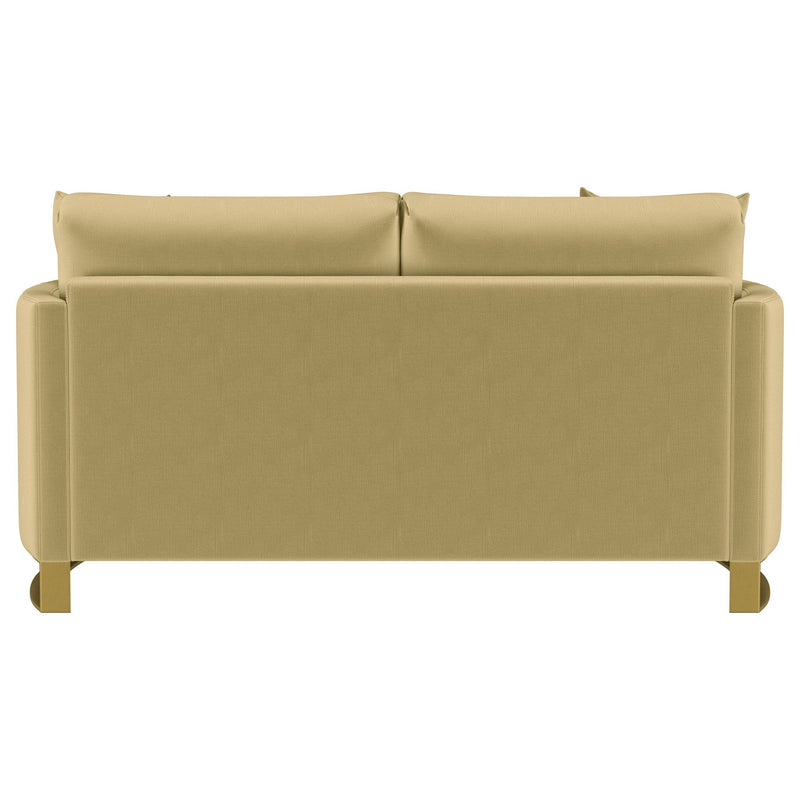 Corliss Upholstered Curved Track Arm Loveseat Camel