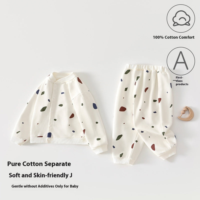 Pure Cotton Spring And Autumn Baby Split Sweater Children's Suit Boys