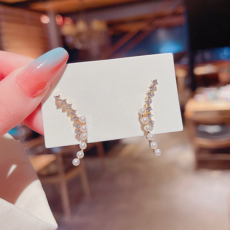 Pearl Row Rhinestone Earrings