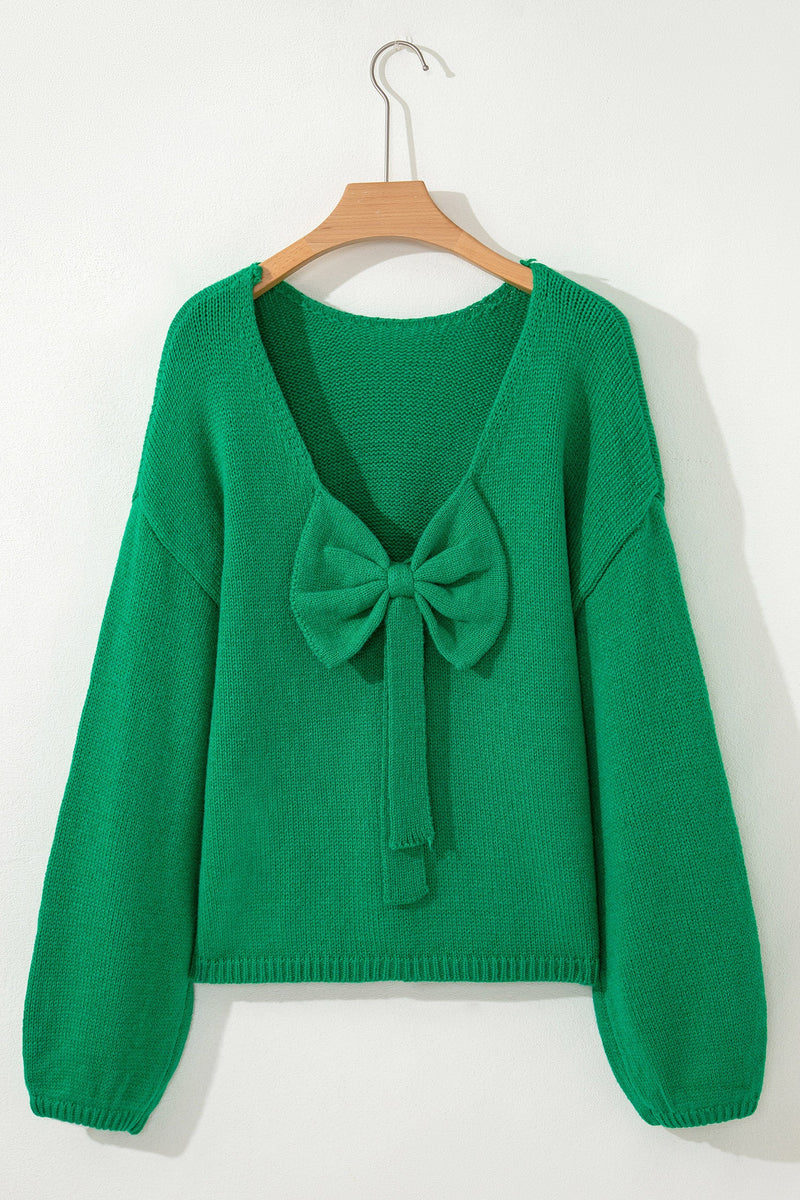Raven Backless Bubble Sleeve Sweater