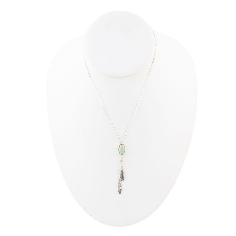 Feather Green Turquoise and Sterling Silver Necklace