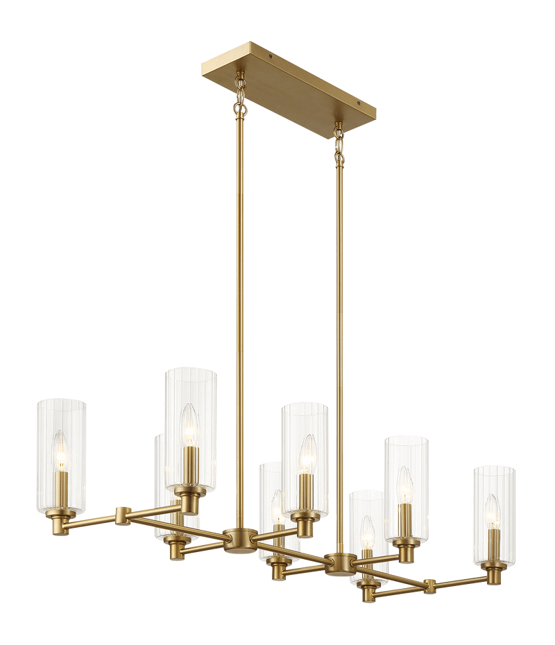 Willow Eight Lights Island Pendant Lamp - Satin Brass