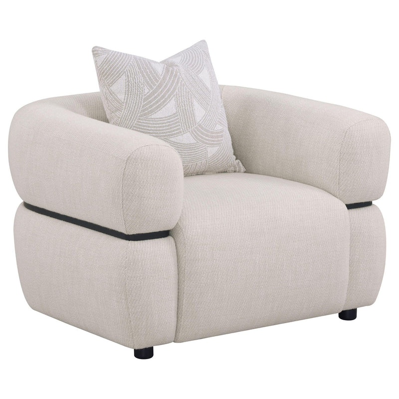 Jeanette 3-piece Fabric Upholstered Round Arm Sofa Set Beige