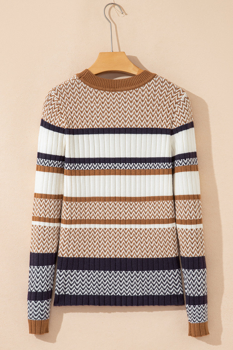 Avery Ribbed Trim Slim Sweater