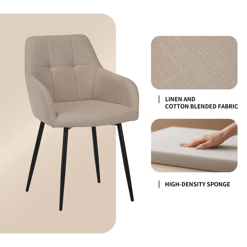 Dining Chair With Backrest And Wide Seat (Set of 2) - Beige