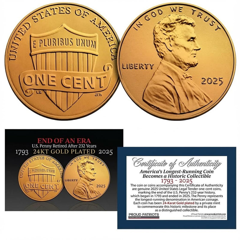 America’s Last Penny: 24KT Gold-Plated Penny with Certificate